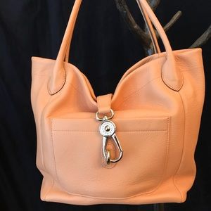 Dooney & Bourke Belvedere Logo Lock Tote Apricot